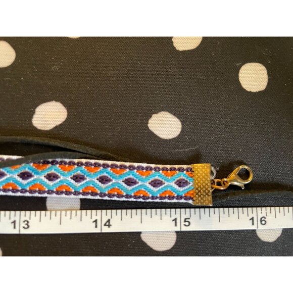 90's aztec tribal fabric choker blue orange black cord tie - Picture 5 of 6